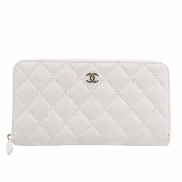 CHANEL Caviar Coco Mark Matelasse Leather Long Wallet